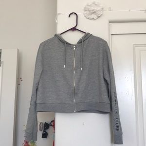 cropped grey jacket